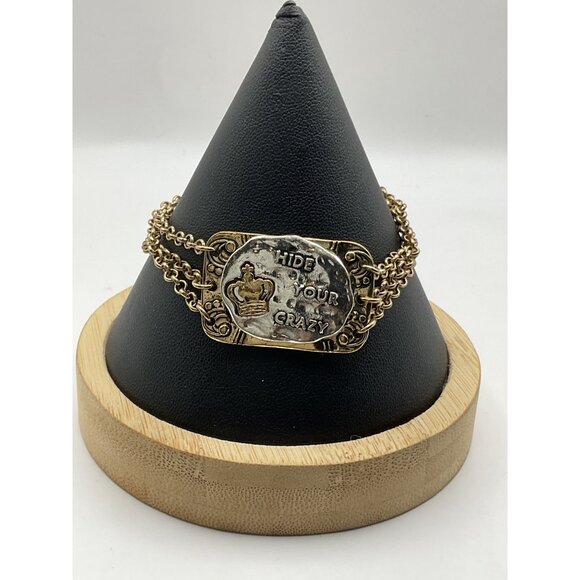 Hide Your Crazy Jane Marie Gold Chain Bracelet Toggle Clasp - Picture 1 of 4